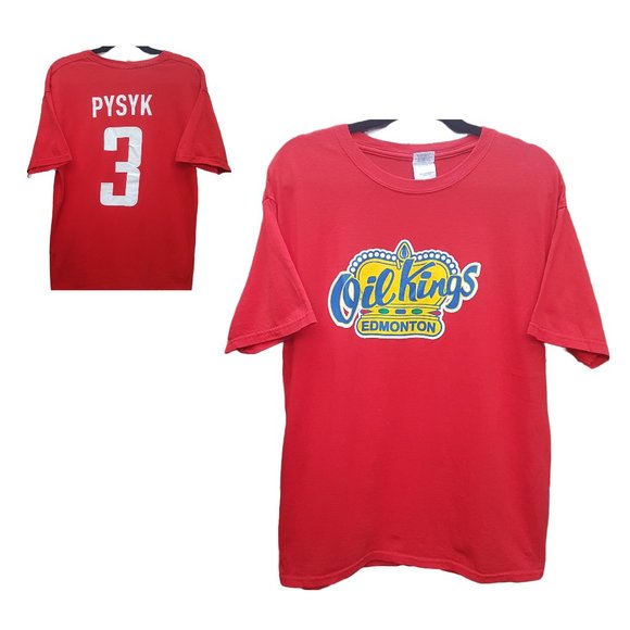 Vintage WHL Edmonton Oil Kings Tee Shirt PYSYK 3 Large US L NHL Oilers Red Wings - Picture 1 of 13